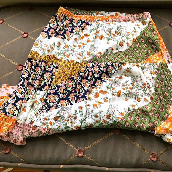 Sold Coldwater Creek Patchwork Tiered Pull On Multicolored Maxi Skirt (PL), NWOT - Picture 5 of 8